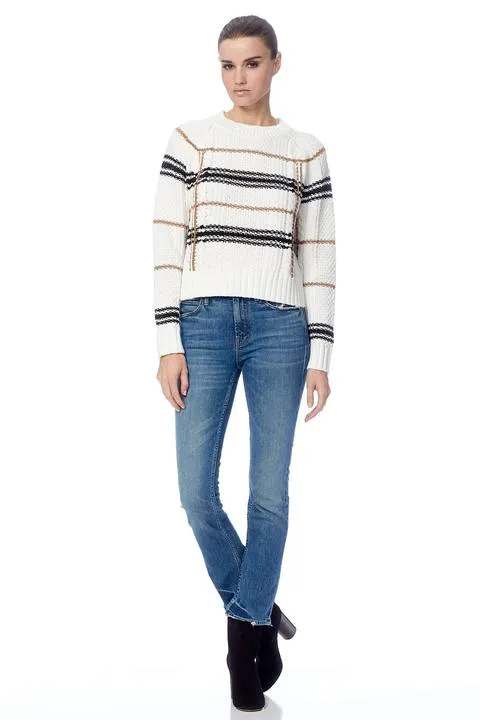 360 Sweater - Ella White/Camel/Black