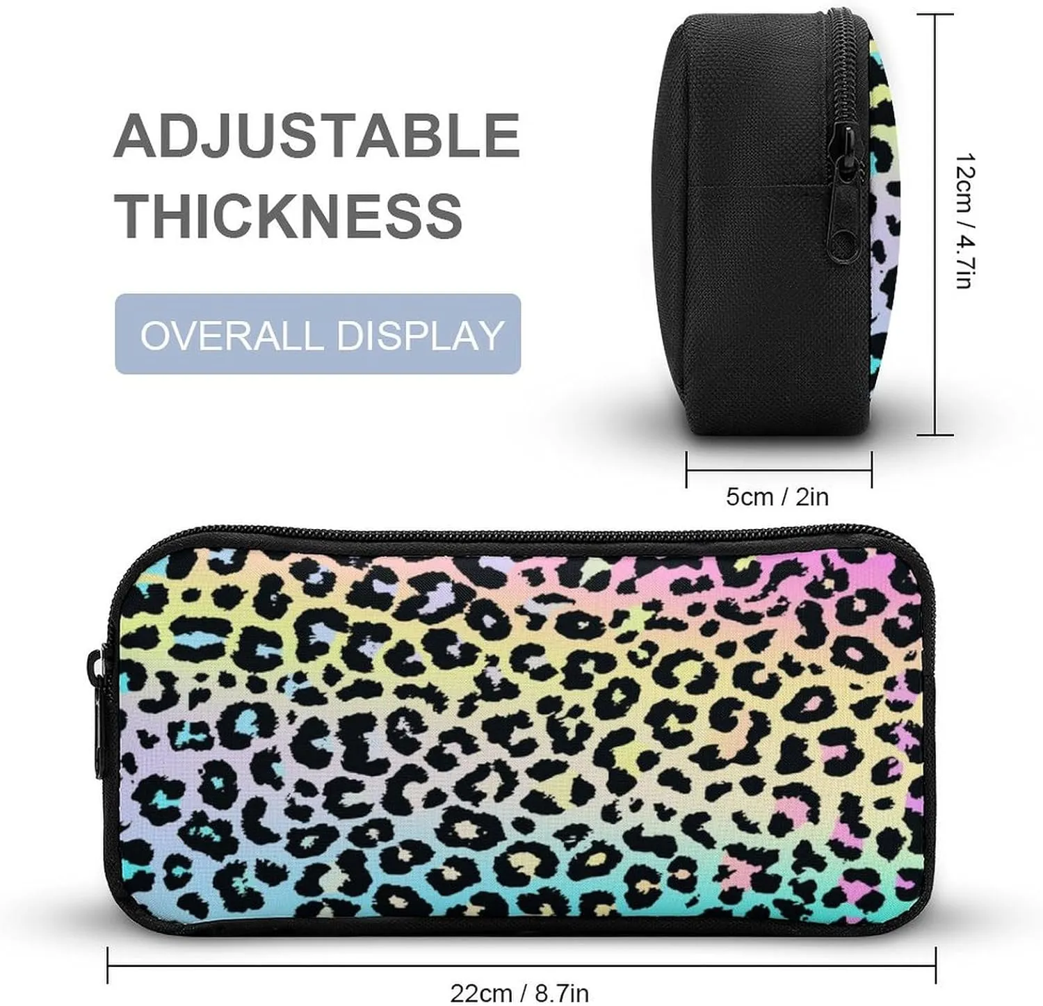 3pcs Colorful Leopard Print Backpack Set, Multi-functional Laptop Bag 17in Water Resistant Travel Daypack, Large Capacity Double Shoulder Backpack With Lunch Bag (Colorful Leopard Print