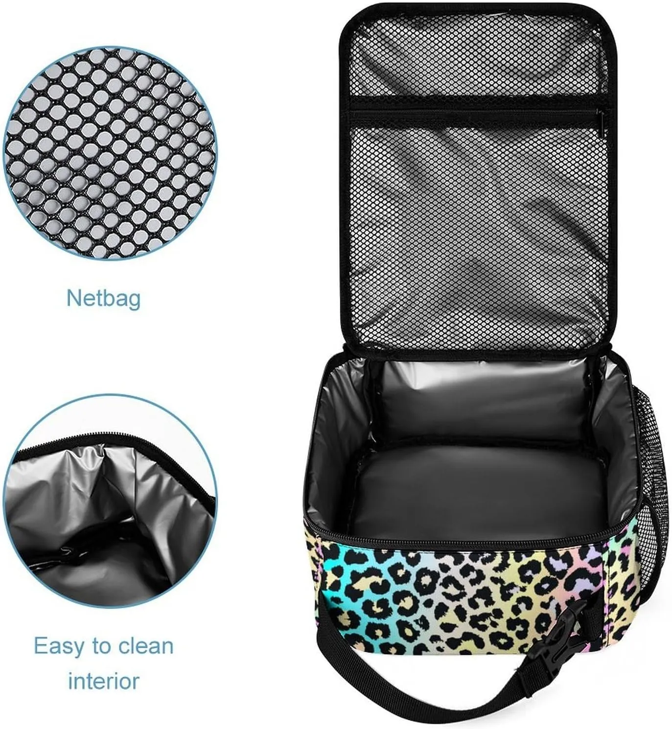 3pcs Colorful Leopard Print Backpack Set, Multi-functional Laptop Bag 17in Water Resistant Travel Daypack, Large Capacity Double Shoulder Backpack With Lunch Bag (Colorful Leopard Print
