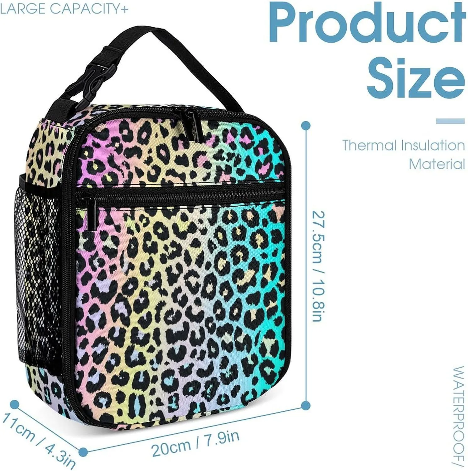 3pcs Colorful Leopard Print Backpack Set, Multi-functional Laptop Bag 17in Water Resistant Travel Daypack, Large Capacity Double Shoulder Backpack With Lunch Bag (Colorful Leopard Print