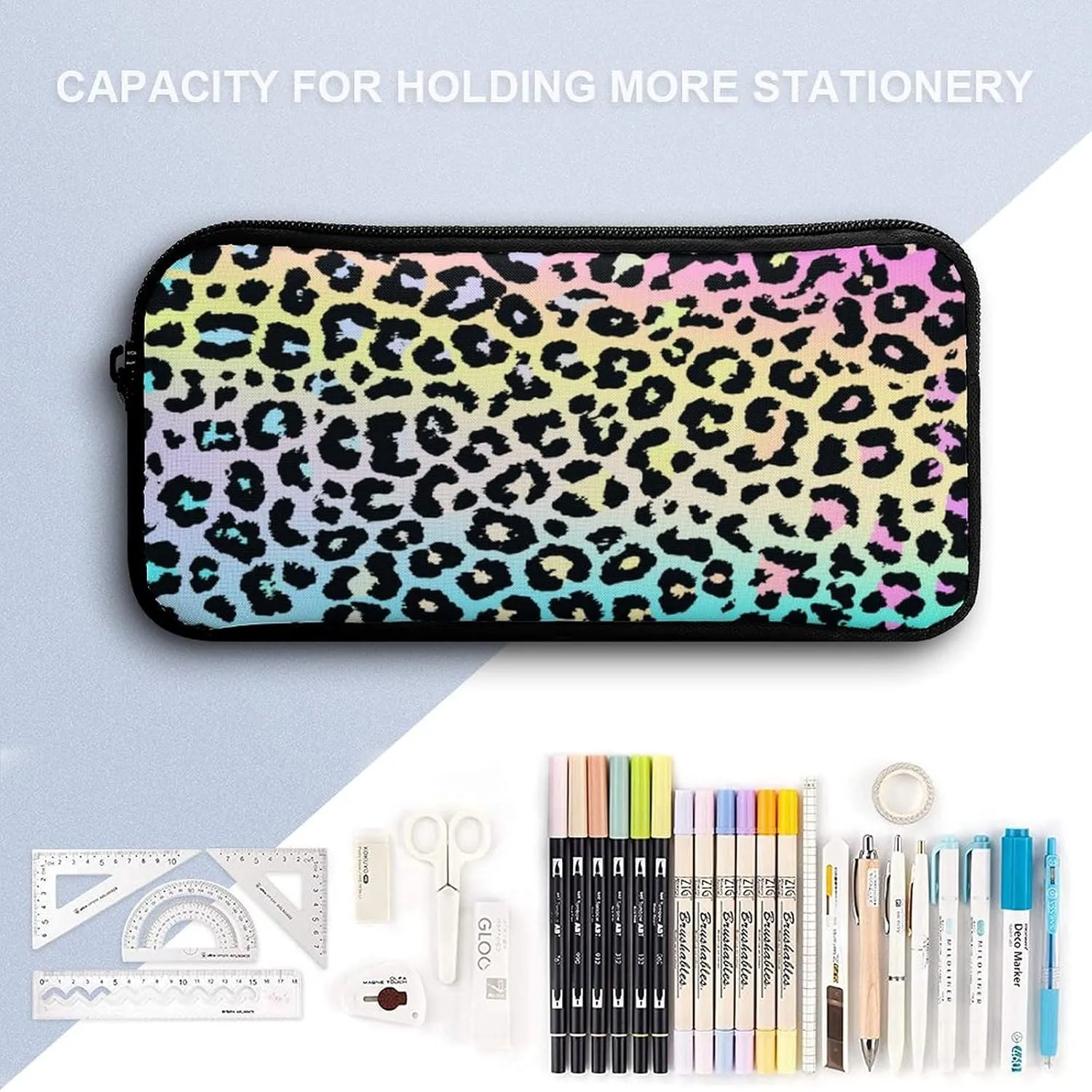 3pcs Colorful Leopard Print Backpack Set, Multi-functional Laptop Bag 17in Water Resistant Travel Daypack, Large Capacity Double Shoulder Backpack With Lunch Bag (Colorful Leopard Print