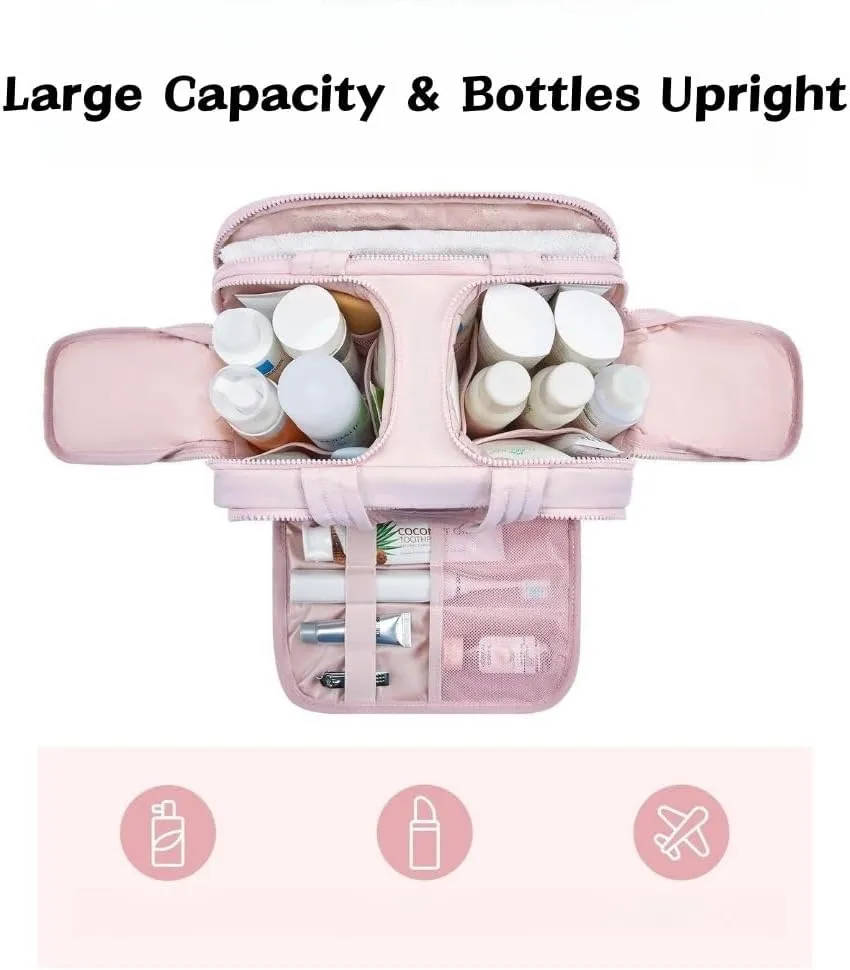 4-In-1 Puffy Multi-Functional Toiletry Bag For Women, Portable Hanging Wide-Open Travel Bag, Large Capacity Toiletry Organizer, Ladies Overnight Travel Bag With Handle (black)