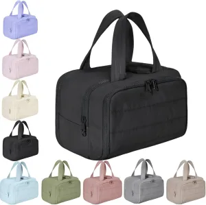 4-In-1 Puffy Multi-Functional Toiletry Bag For Women, Portable Hanging Wide-Open Travel Bag, Large Capacity Toiletry Organizer, Ladies Overnight Travel Bag With Handle (black)