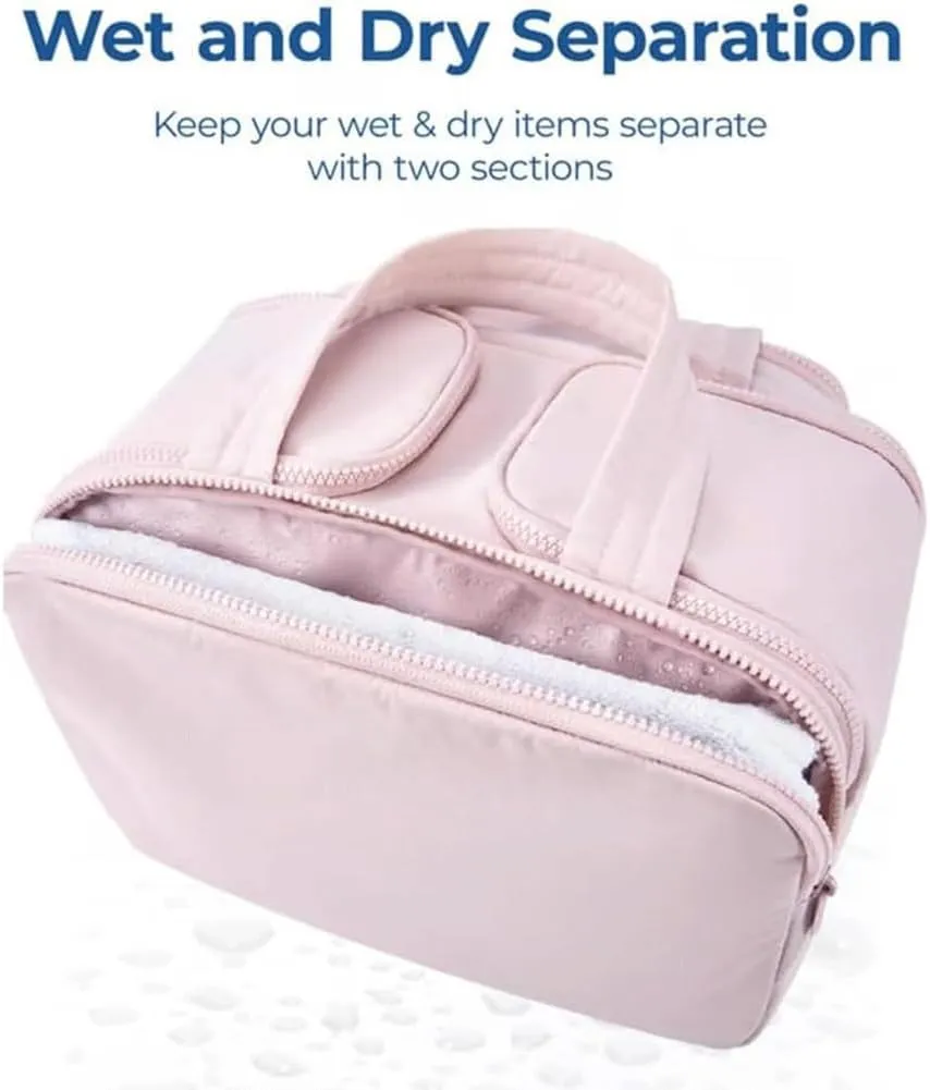 4-In-1 Puffy Multi-Functional Toiletry Bag, Travel Toiletry Bag for Women, Lightweight Cosmetic Makeup Organizer with Handle for Accessories Essentials (Beign)