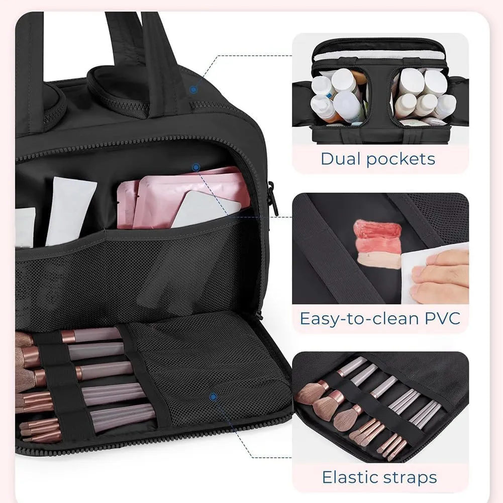 4-In-1 Puffy Multi-Functional Toiletry BagLightweight Hanging Travel Toiletry Bag, Large Capacity Wide-Open Travel Cosmetic Bag With 4 Compartments And Handle (Color-1)
