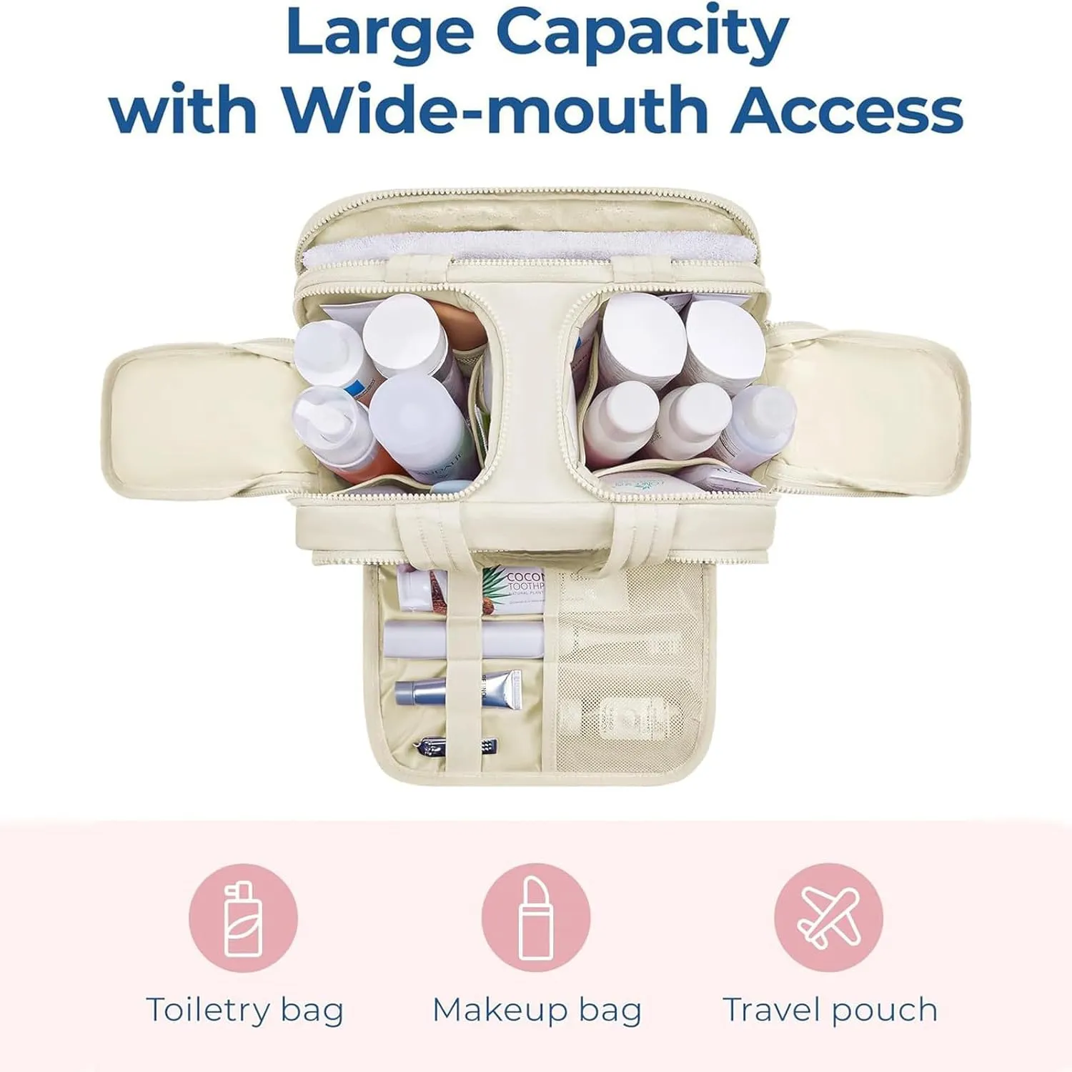 4-In-1 Puffy Multi-Functional Toiletry BagLightweight Hanging Travel Toiletry Bag, Large Capacity Wide-Open Travel Cosmetic Bag With 4 Compartments And Handle (Color-1)