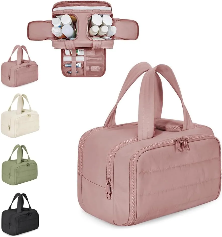 4-In-1 Puffy Multi-Functional Toiletry BagLightweight Hanging Travel Toiletry Bag, Large Capacity Wide-Open Travel Cosmetic Bag With 4 Compartments And Handle (Color-1)