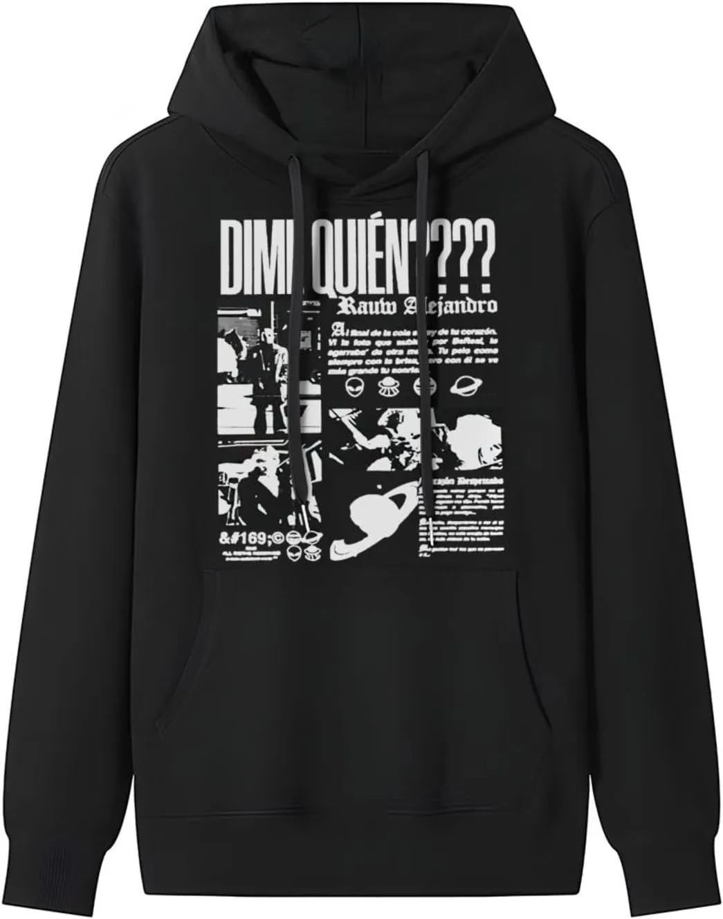 Adult Unisex Hooded Crew Neck Pullover Sweatshirt Top Classic Long Sleeve Hoodie Street Heavyweight Sweaterblack