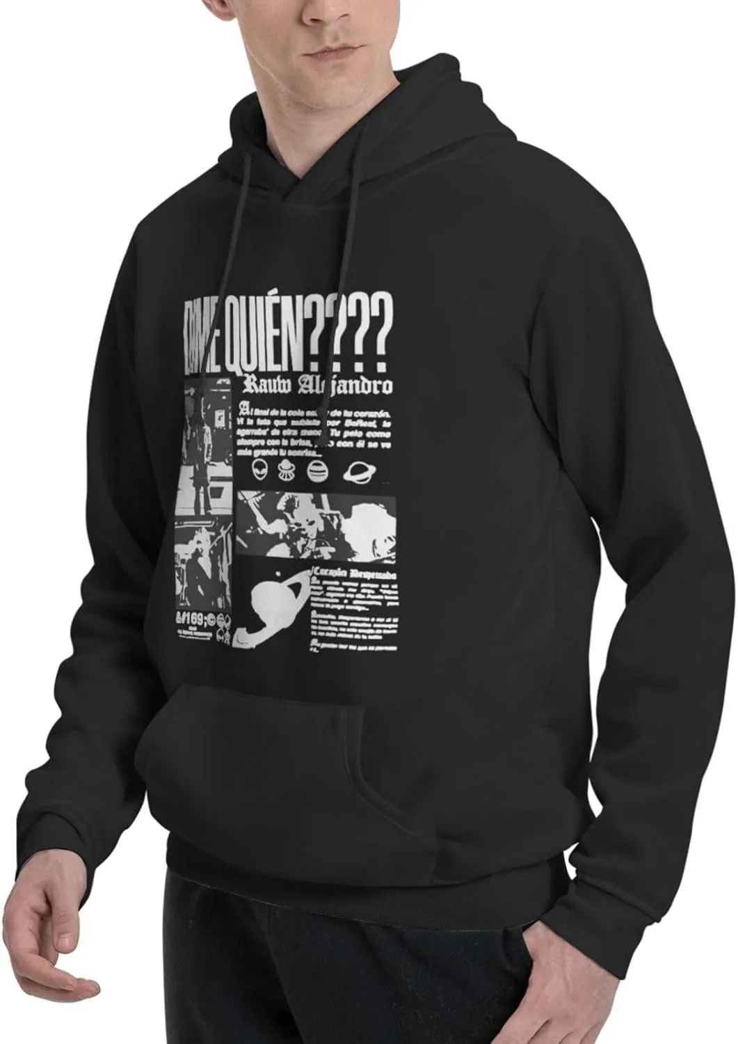 Adult Unisex Hooded Crew Neck Pullover Sweatshirt Top Classic Long Sleeve Hoodie Street Heavyweight Sweaterblack