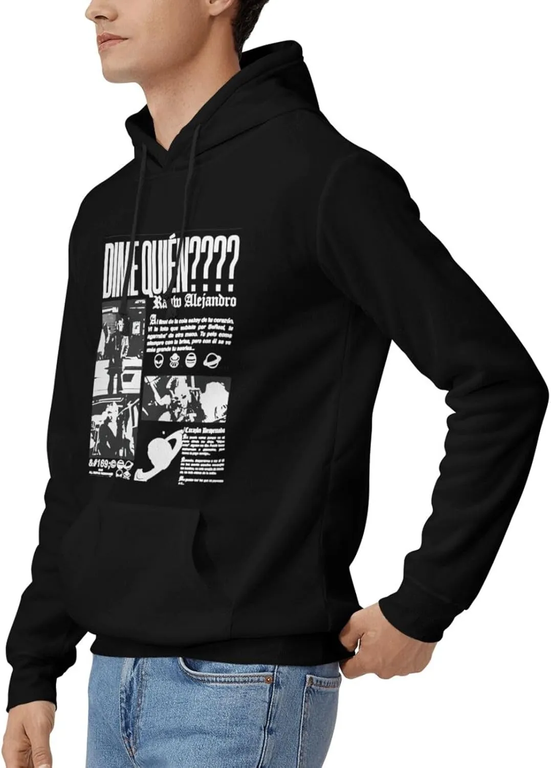 Adult Unisex Hooded Crew Neck Pullover Sweatshirt Top Classic Long Sleeve Hoodie Street Heavyweight Sweaterblack