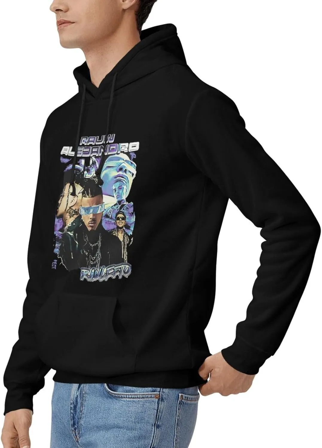 Adult Unisex Hooded Crew Neck Pullover Sweatshirt Top Classic Long Sleeve Hoodie Street Heavyweight Sweaterblack