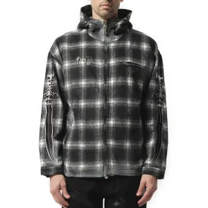 Arab Sword Flannel Zip-up Jacket in Black