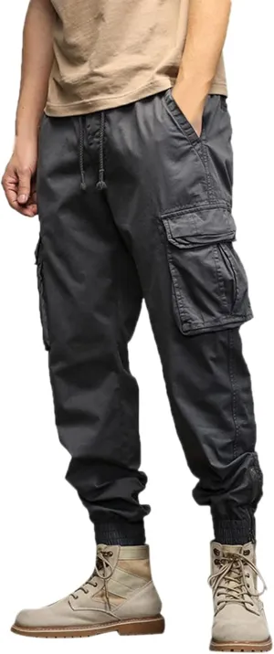 Cargo Pants for Men Big and Tall, Streetwear Khaki Baggy Pants with Zipper Pockets Men Outdoor Cargo Pant Relaxed Fit