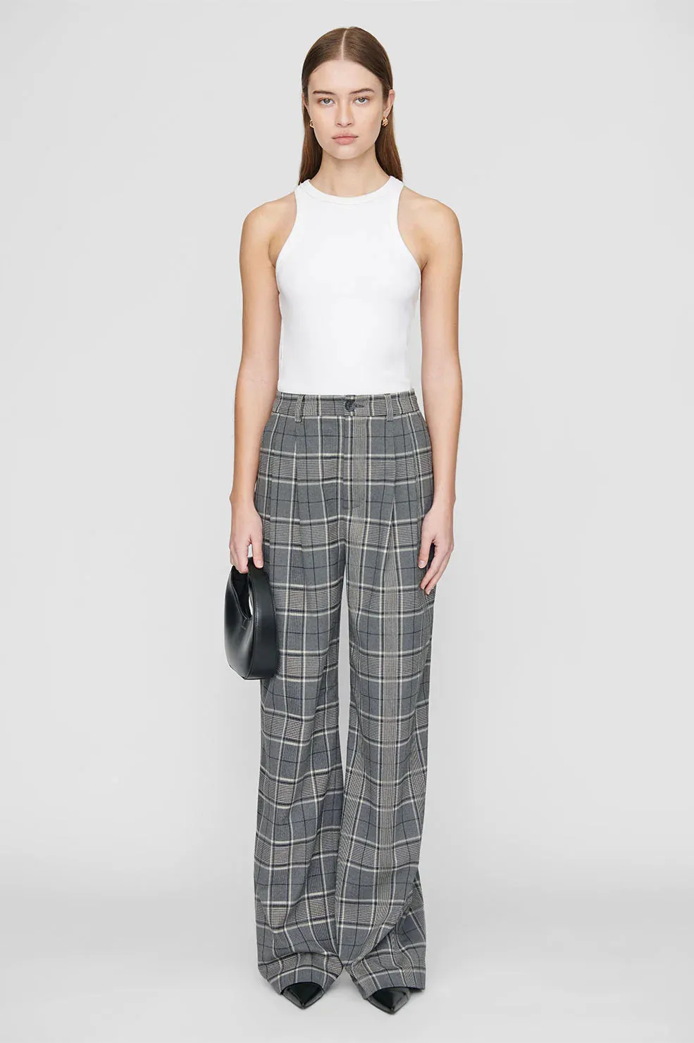 Carrie Pant Grey Plaid