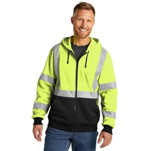 CornerStone® ANSI 107 Class 3 Heavy-Duty Fleece Full-Zip Hoodie- Safety Yellow