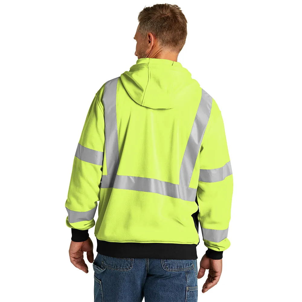 CornerStone® ANSI 107 Class 3 Heavy-Duty Fleece Full-Zip Hoodie- Safety Yellow