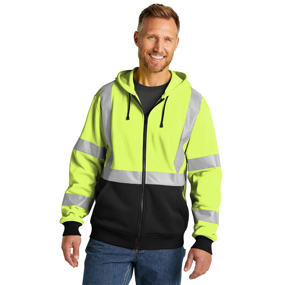 CornerStone® ANSI 107 Class 3 Heavy-Duty Fleece Full-Zip Hoodie- Safety Yellow