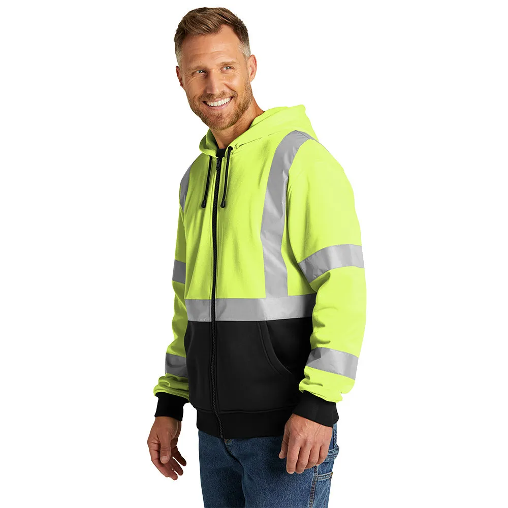 CornerStone® ANSI 107 Class 3 Heavy-Duty Fleece Full-Zip Hoodie- Safety Yellow