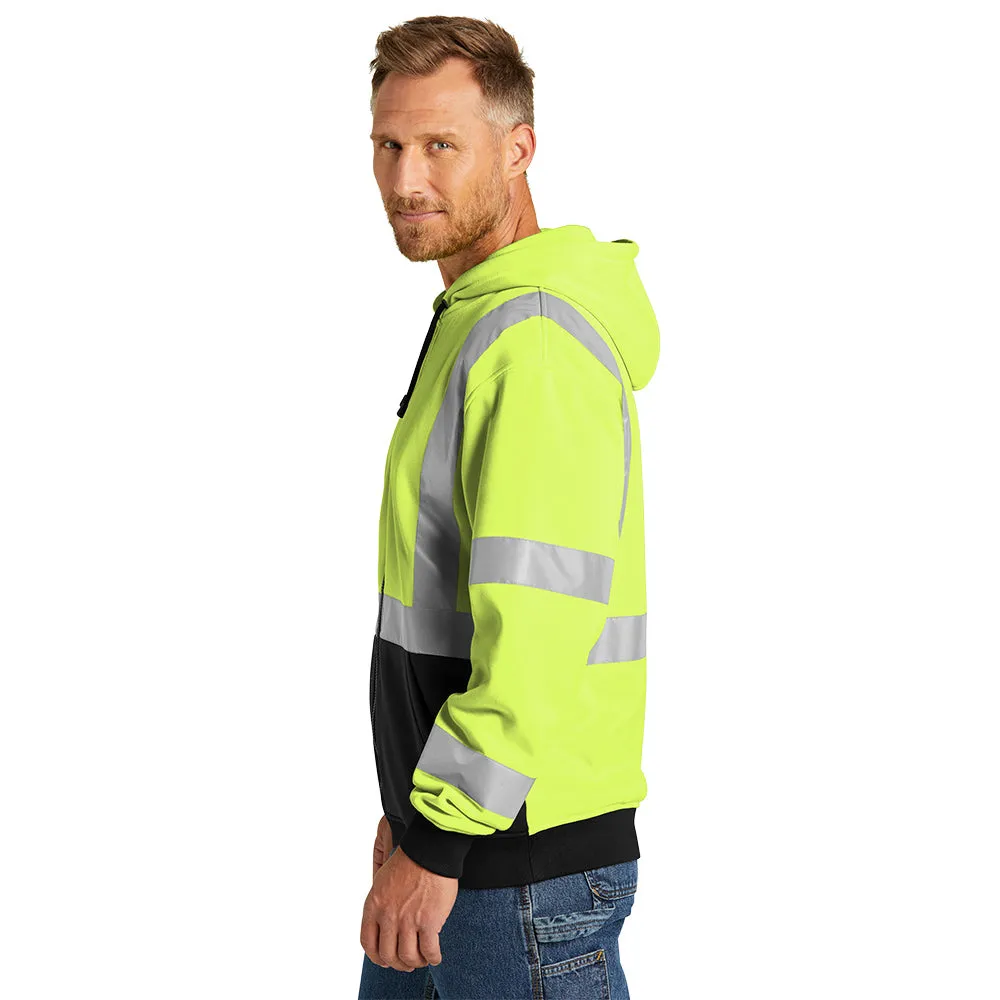 CornerStone® ANSI 107 Class 3 Heavy-Duty Fleece Full-Zip Hoodie- Safety Yellow