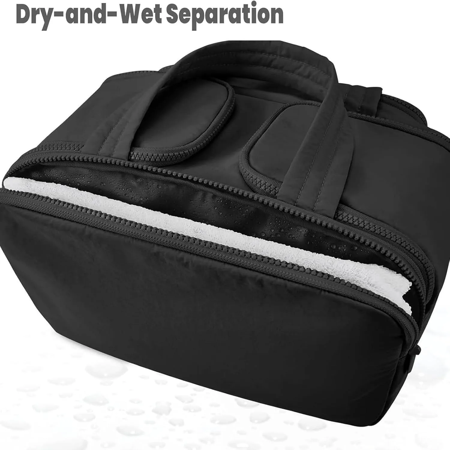 Cureaway Travel Cosmetic Bag, 4-in-1 Puffy Multi-functional Toiletry Bag, Large Capacity Wide-Open Travel Cosmetic Bag, Pouch Open Flat Toiletry Bags (Beige)