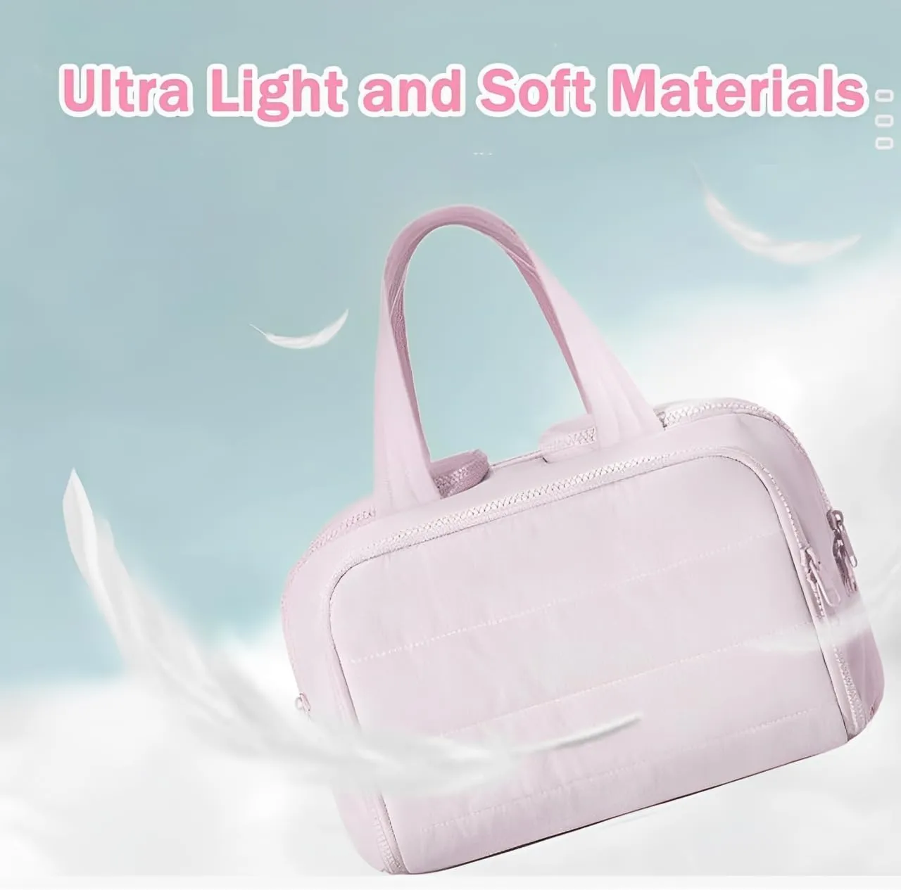 Cureaway Travel Cosmetic Bag, Large Capacity Wide-Open Travel Cosmetic Bag, 4-In-1 Puffy Multi-Functional Toiletry Bags for Women, Waterproof Portable Pouch Open Flat (BROWN)