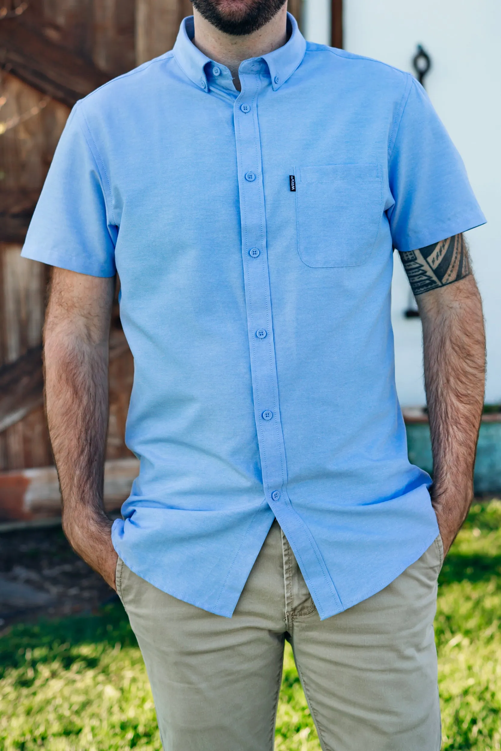 Derek Baby Blue Short Sleeve- LAST ONE! SIZE MEDIUM