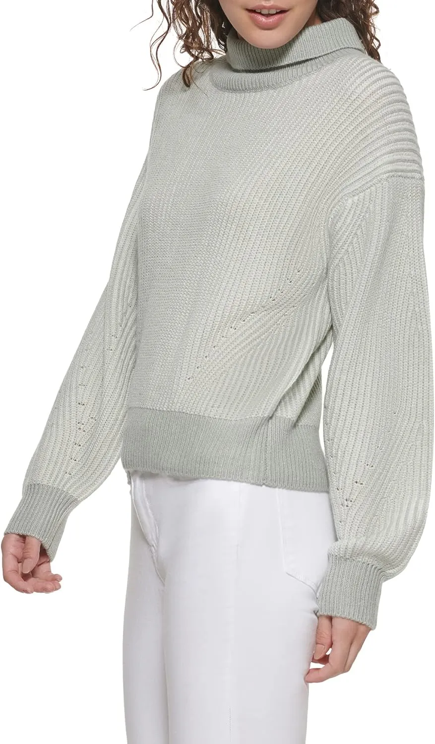 DKNY Women's Bubble Sleeve Warm Cozy Sportswear Sweater