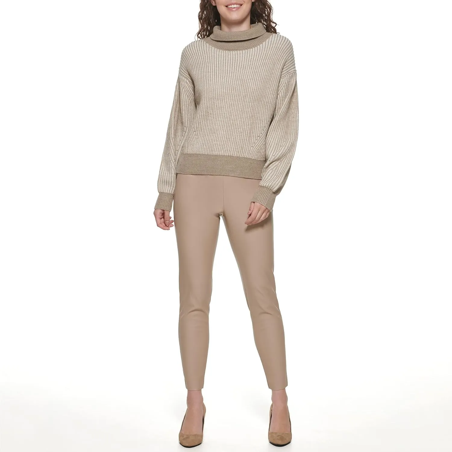 DKNY Women's Bubble Sleeve Warm Cozy Sportswear Sweater