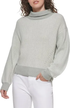 DKNY Women's Bubble Sleeve Warm Cozy Sportswear Sweater