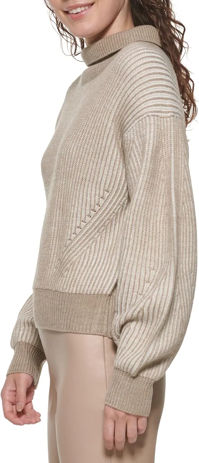 DKNY Women's Bubble Sleeve Warm Cozy Sportswear Sweater