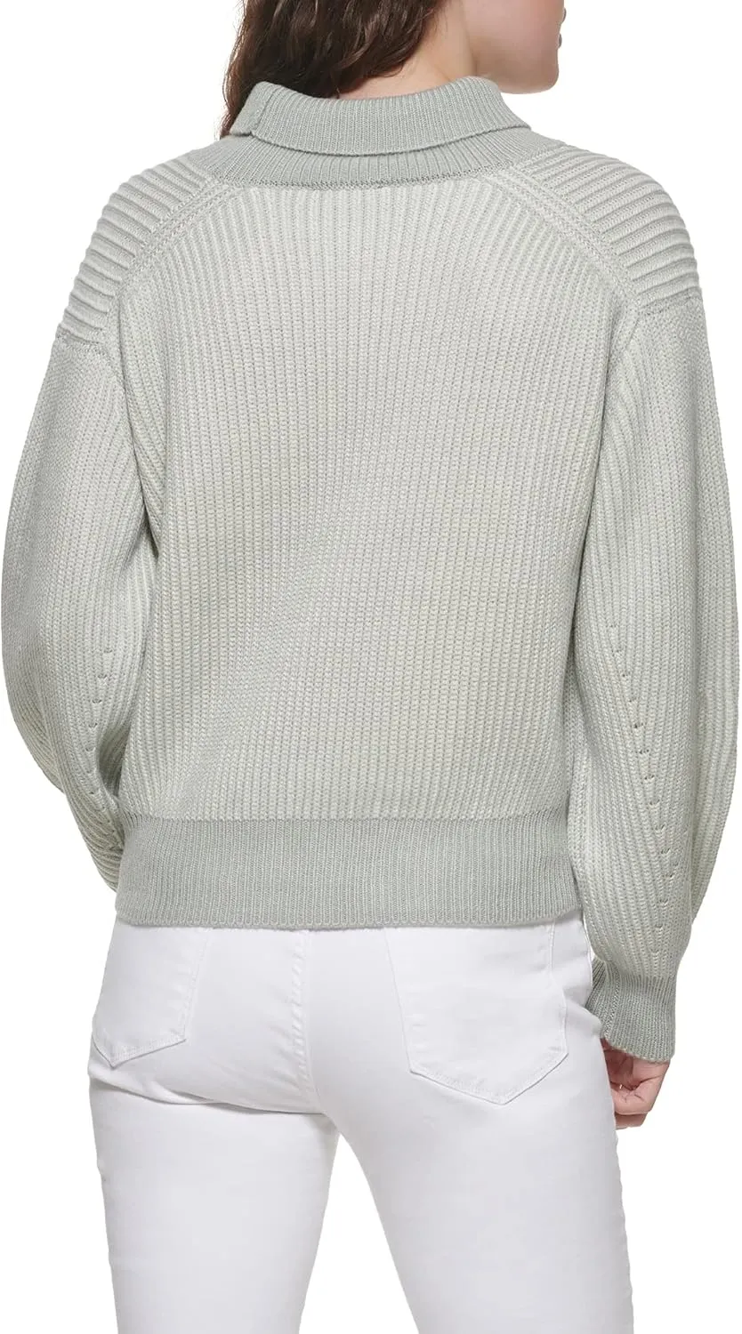 DKNY Women's Bubble Sleeve Warm Cozy Sportswear Sweater