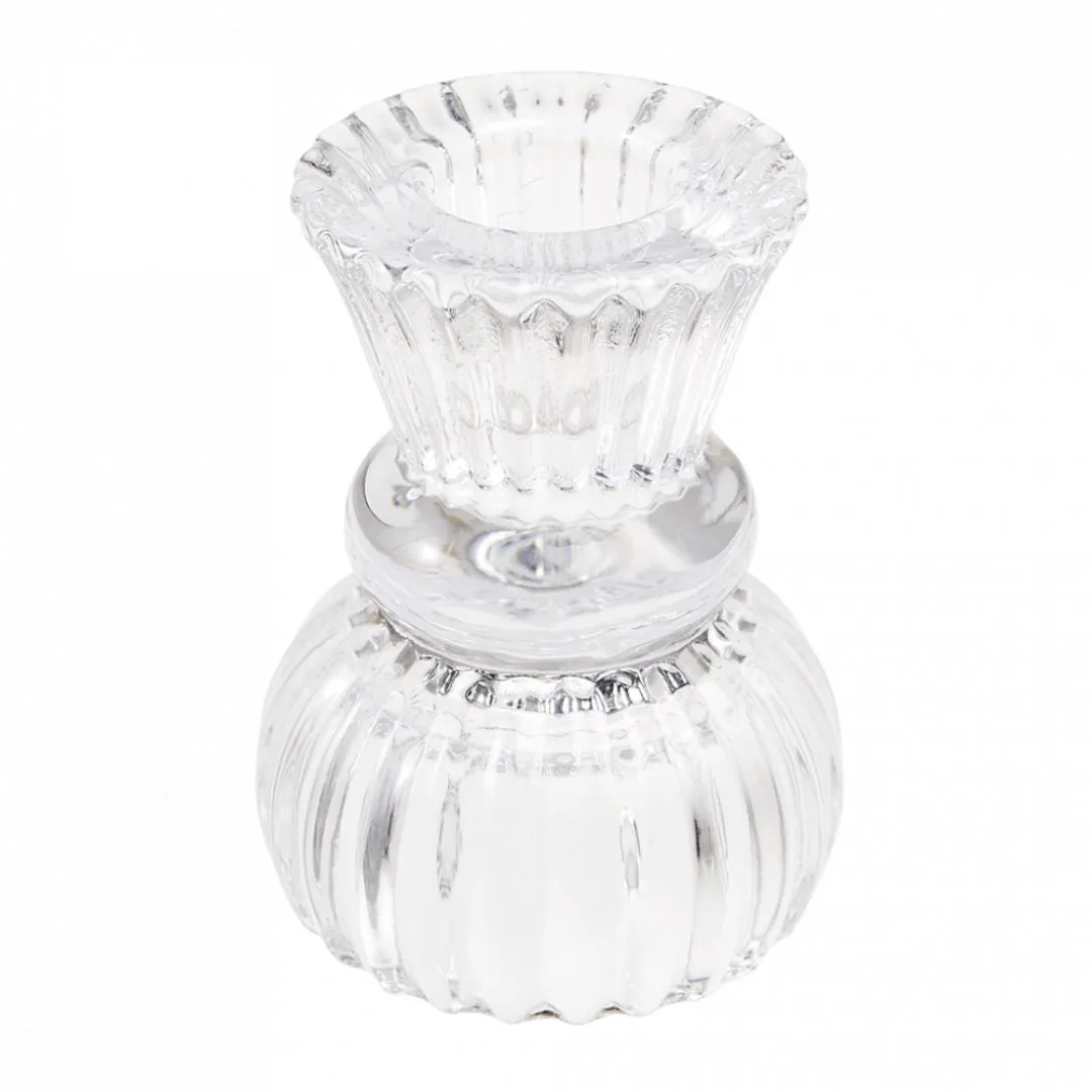 Double Ended Clear Glass Candle Holder