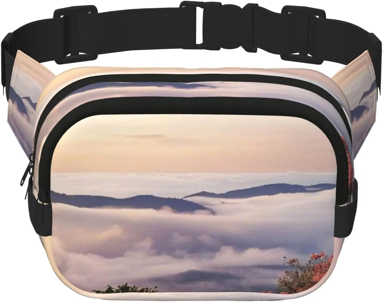 Double Layer Waist Bag for Men & Women,Adjustable Waterproof Running Belt,Multi-Functional Fanny Pack with Dreamy Escapes Print for Travel,Hiking,Fitness