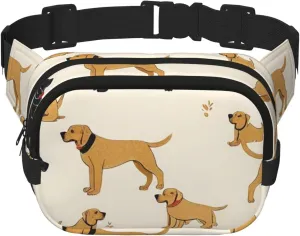 Double Layer Waist Bag for Men & Women,Adjustable Waterproof Running Belt,Multi-Functional Fanny Pack with Loyal Labrador Print for Travel,Hiking,Fitness