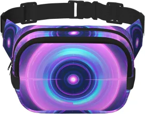 Double Layer Waist Bag for Men & Women,Adjustable Waterproof Running Belt,Multi-Functional Fanny Pack with Mystic Aura Print for Travel,Hiking,Fitness