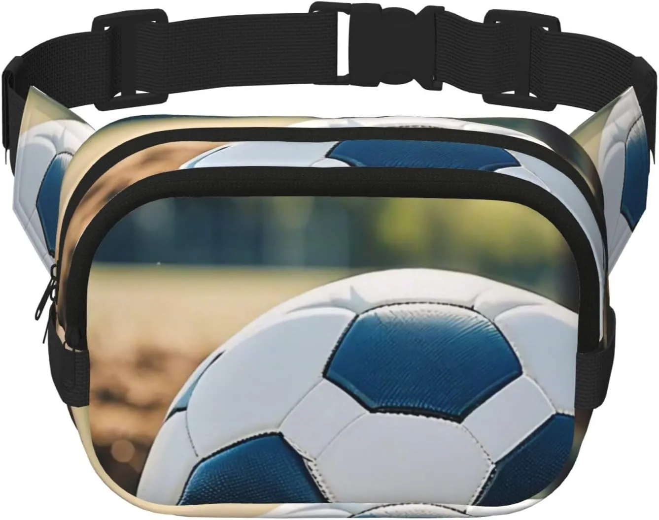 Double Layer Waist Bag for Men & Women,Adjustable Waterproof Running Belt,Multi-Functional Fanny Pack with Soccer Ball Print for Travel,Hiking,Fitness