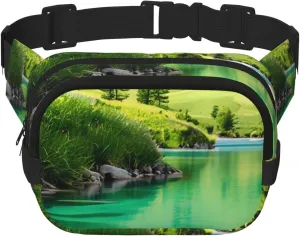 Double Layer Waist Bag for Men & Women,Adjustable Waterproof Running Belt,Multi-Functional Fanny Pack with Tranquil Moments Print for Travel,Hiking,Fitness