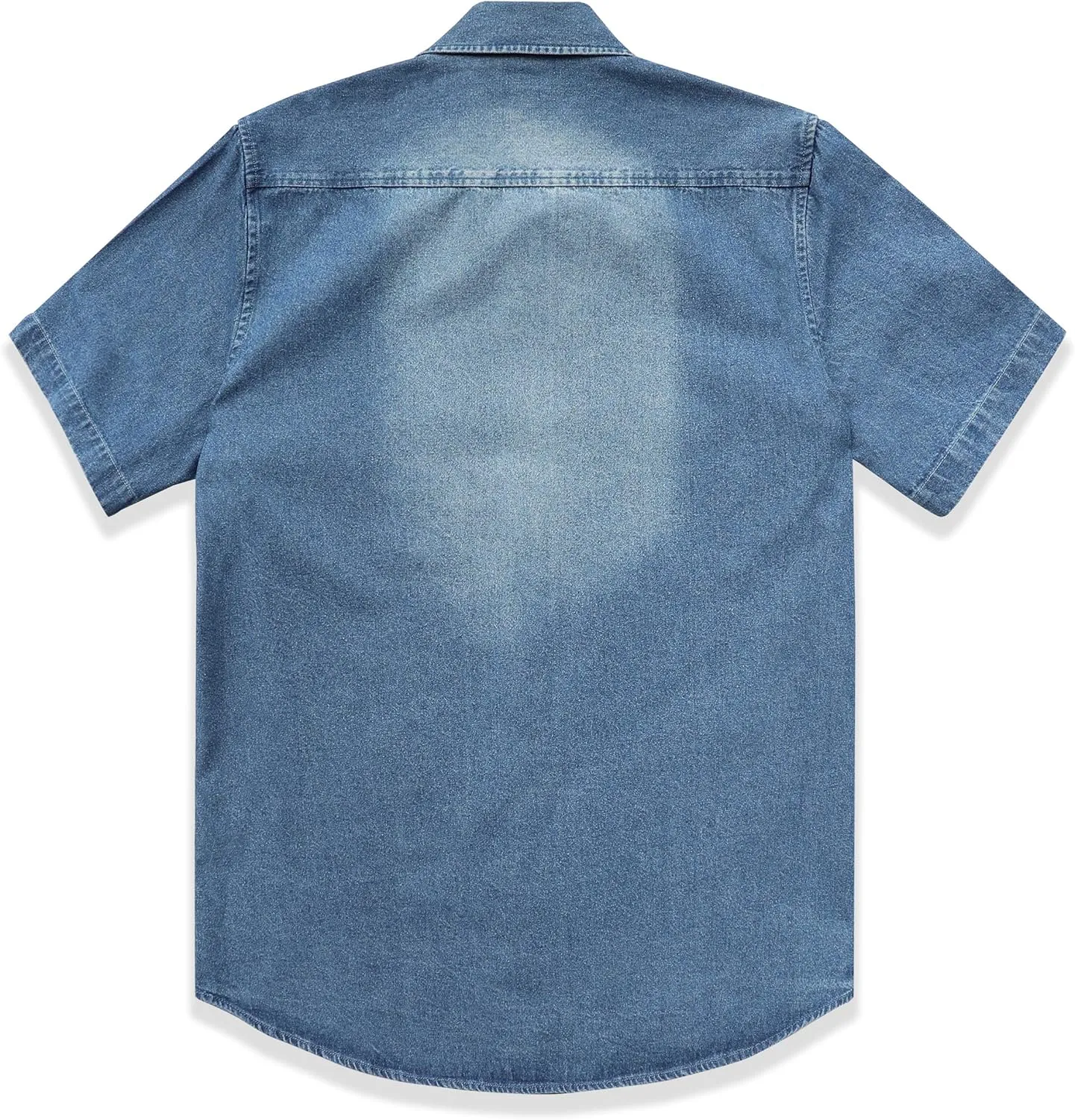 DubinikMens Short Sleeve Button Down Shirts Denim Short Sleeve Shirt Men Two Pocket Western Soft Work Casual Denim Shirt