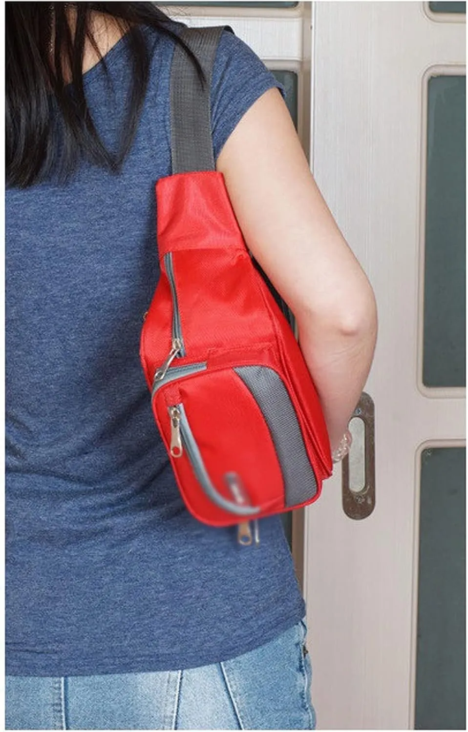 Fanny Pack Unisex Waist Bag Sport Casual Nylon Functional Bag Waist Pack Fashion Travel Money Phone Belt Portable Outside Waist Pack 1Piece (Red)