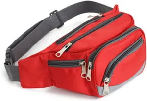Fanny Pack Unisex Waist Bag Sport Casual Nylon Functional Bag Waist Pack Fashion Travel Money Phone Belt Portable Outside Waist Pack 1Piece (Red)