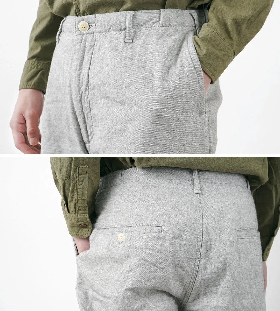 FOB FACTORY / F0513 Cotton Linen Double Wave Chambray Pants