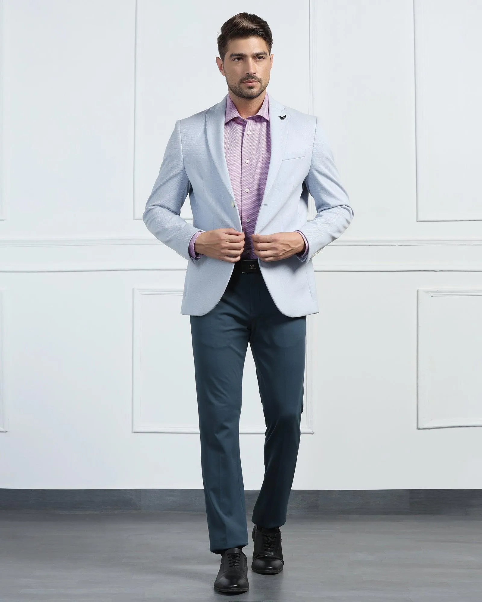 Formal Blue Textured Blazer - Venue
