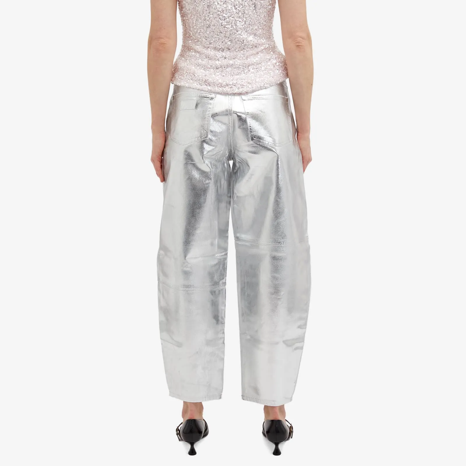 Ganni Foil Denim Stary Jeans, Bright White