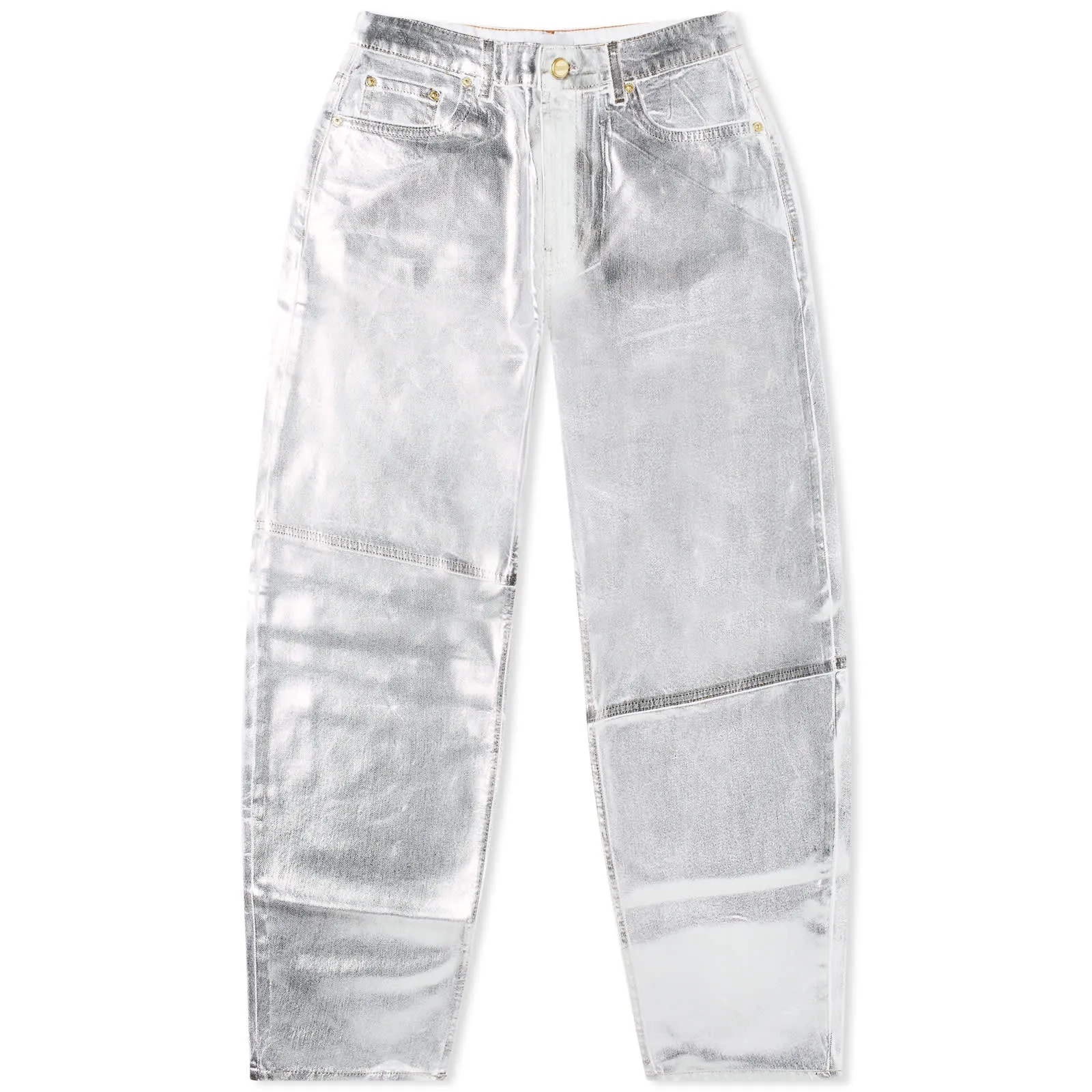 Ganni Foil Denim Stary Jeans, Bright White