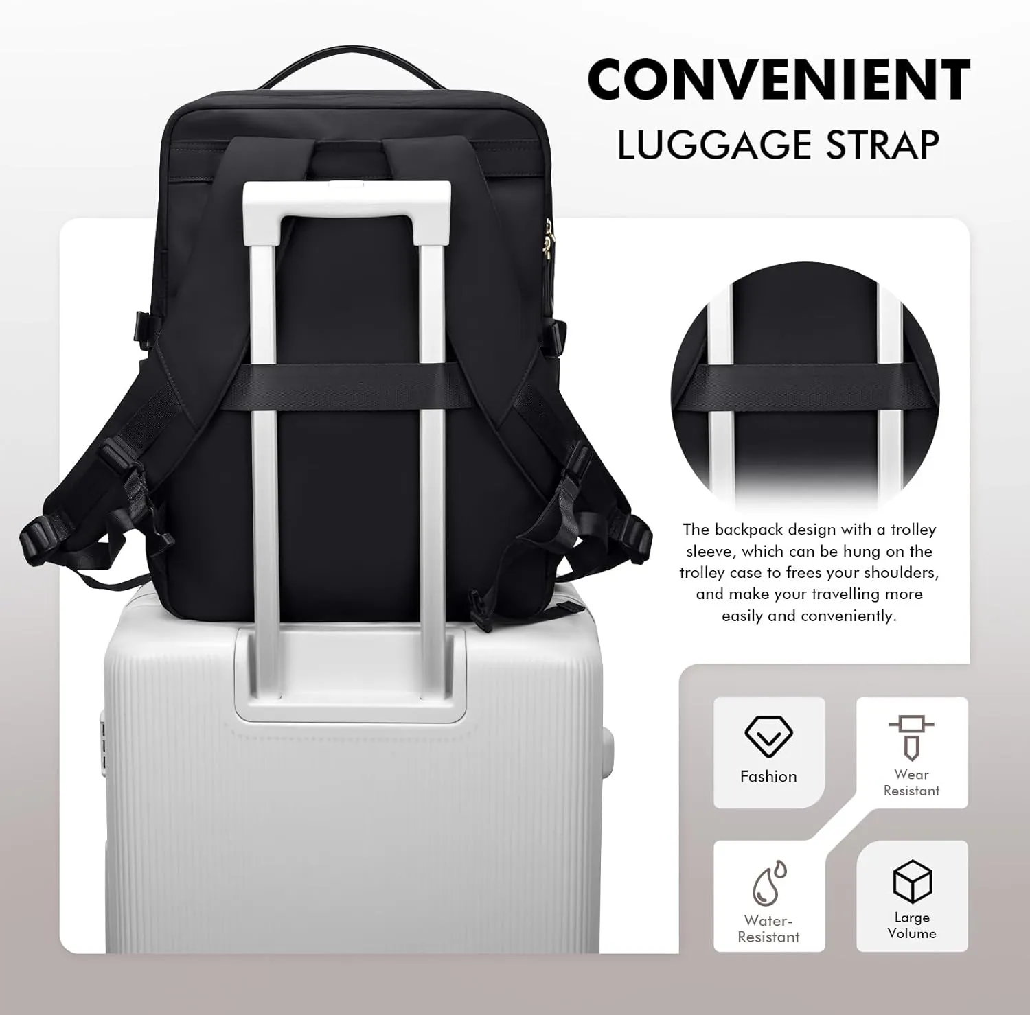 GOLF SUPAGS Stylish Laptop Backpack for Women Airline Approved Perfect for Work College and Travel Multi-Functional Casual Daypack Fits 17.3 Inch Notebook (Black)