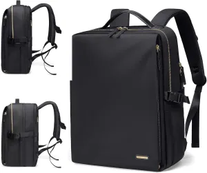 GOLF SUPAGS Stylish Laptop Backpack for Women Airline Approved Perfect for Work College and Travel Multi-Functional Casual Daypack Fits 17.3 Inch Notebook (Black)