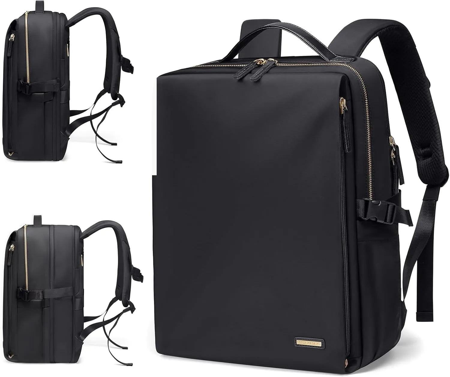GOLF SUPAGS Stylish Laptop Backpack for Women Airline Approved Perfect for Work College and Travel Multi-Functional Casual Daypack Fits 17.3 Inch Notebook (Black)
