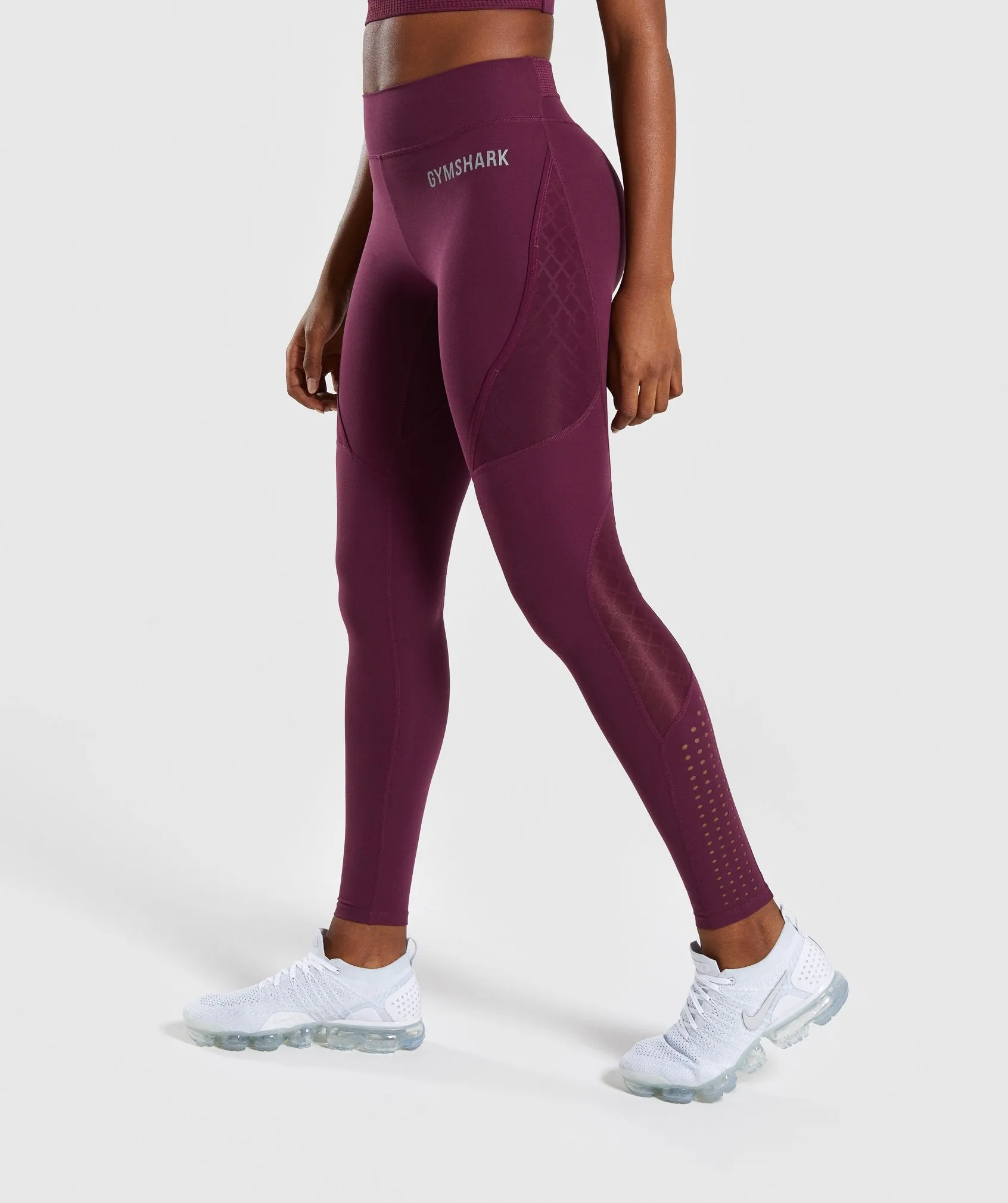 Gymshark Geo Mesh Leggings - Dark Ruby