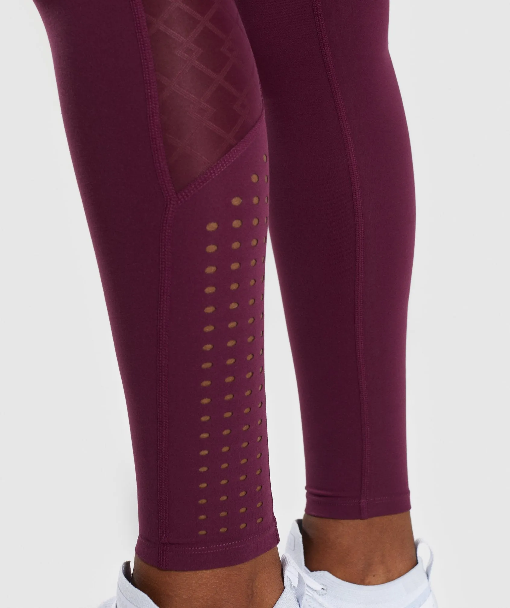Gymshark Geo Mesh Leggings - Dark Ruby