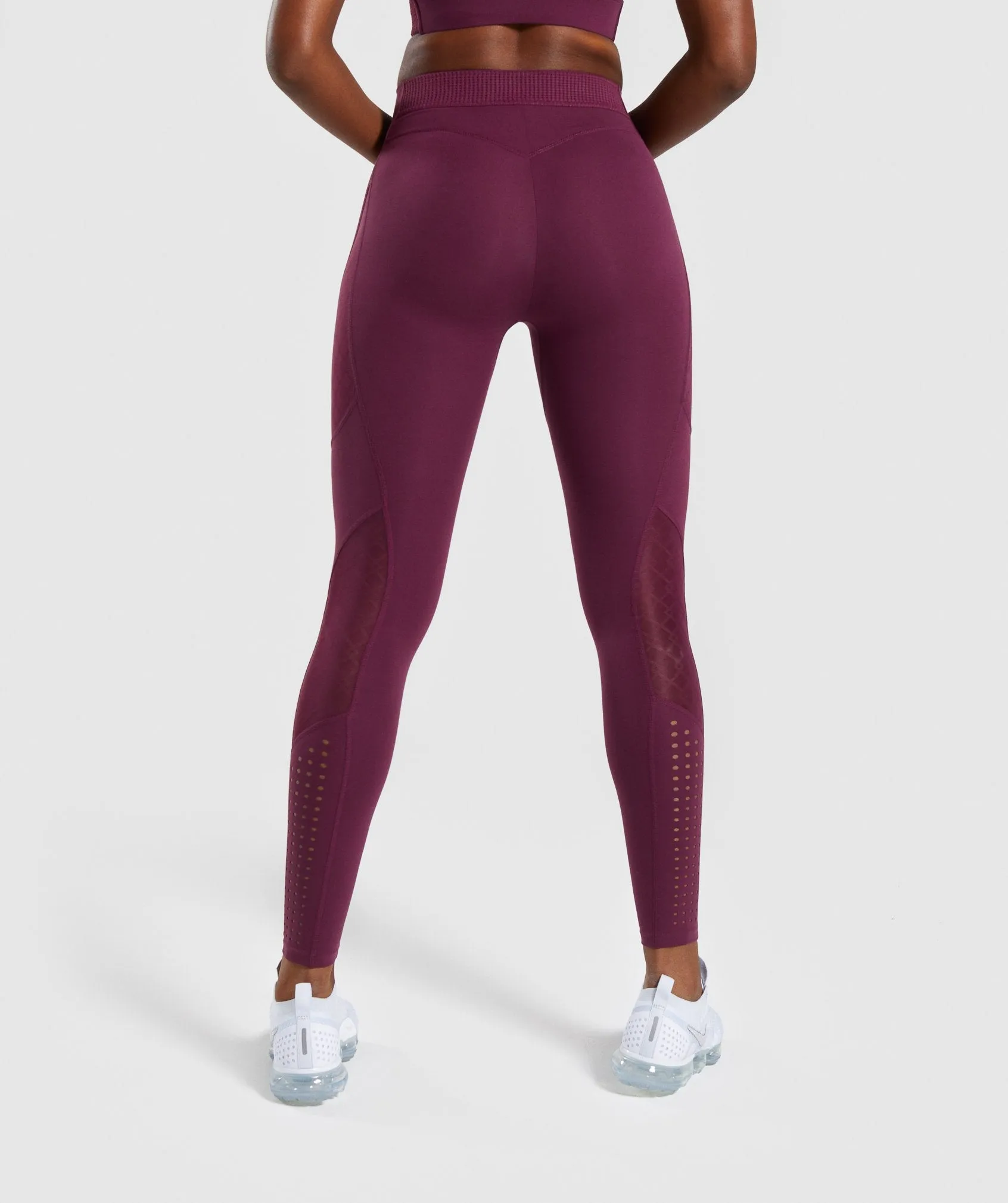 Gymshark Geo Mesh Leggings - Dark Ruby